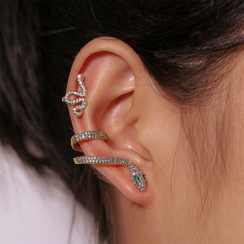 Snake Pattern Studded 2PCS Ear Clips