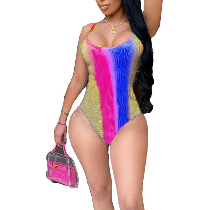 Colorblock Sleeveless One Piece Swimsuit