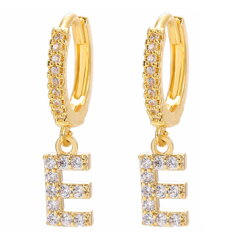 26 Letters Pattern Rhinestone Earrings