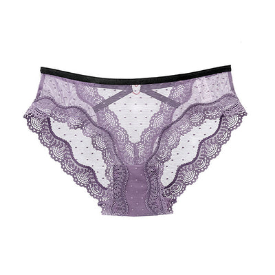 Polka Dot Print Cut Out Lace Panty