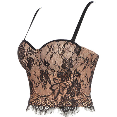 Floral Pattern Lace Corset Top