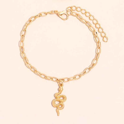 Snake Shaped Pendant Chain 2PCS Anklet Set