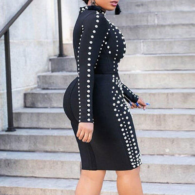 Studded Long Sleeve Bodycon Dress