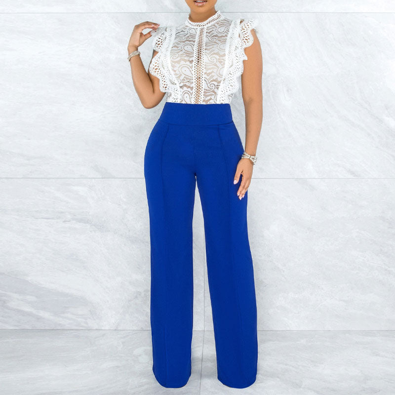 Solid High Waist Straight Leg Pants