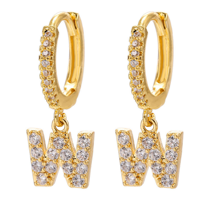 26 Letters Pattern Rhinestone Earrings