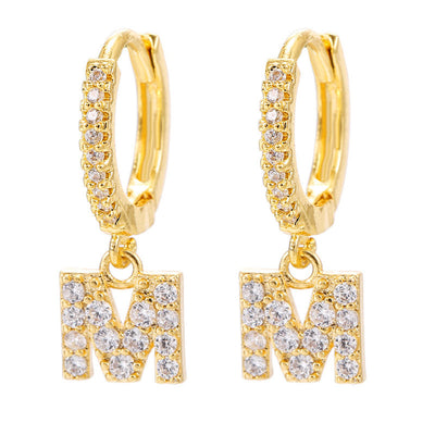 26 Letters Pattern Rhinestone Earrings