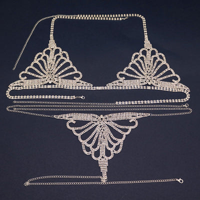 Rhinestone Halter Bandage Lingerie Set(Sold Separately)