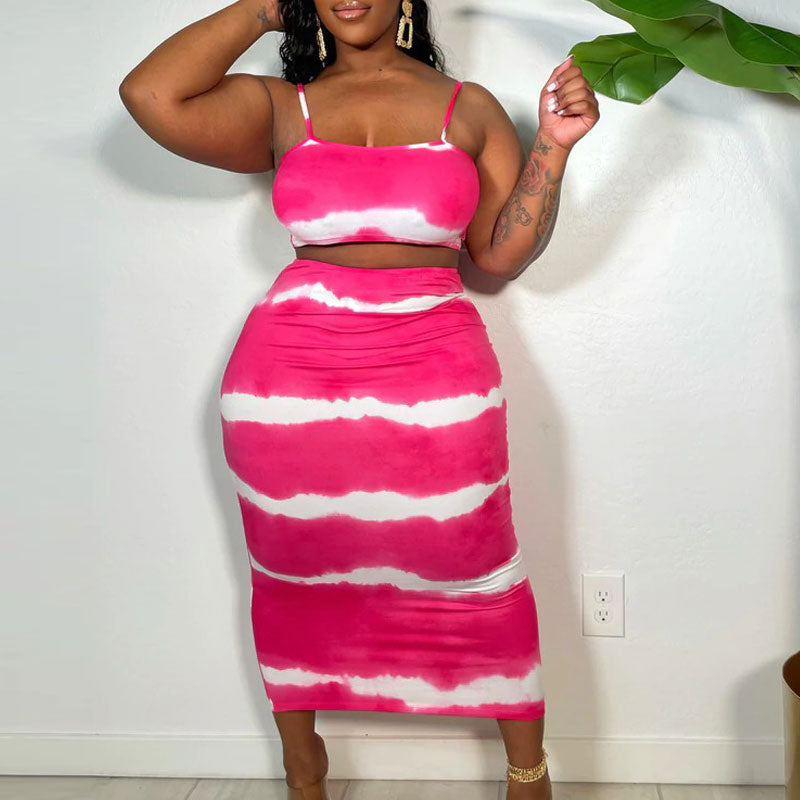 Print Sleeveless Tube Top & Skirt Set