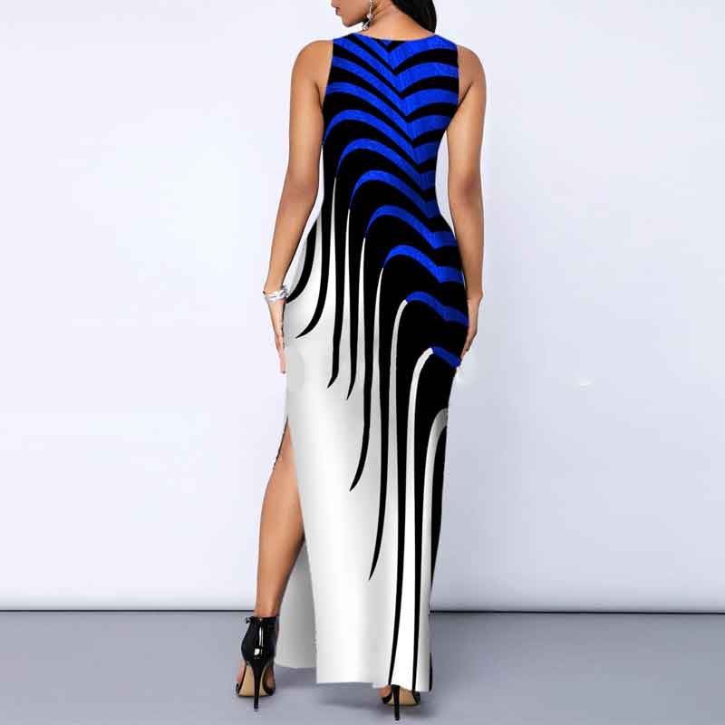 Print Sleeveless Slit Maxi Dress