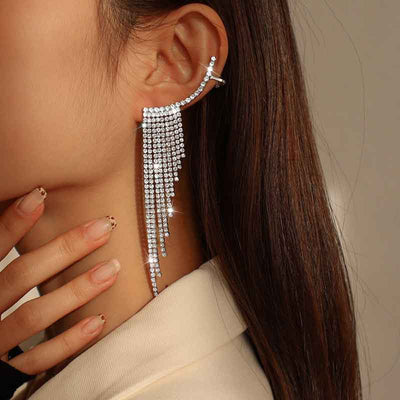 Rhinestone Tassel Design Earrings