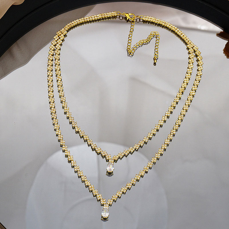 Rhinestone Layered Necklace