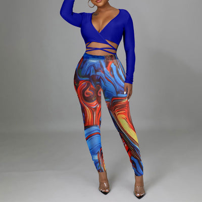 Print 2PCS Pants Set