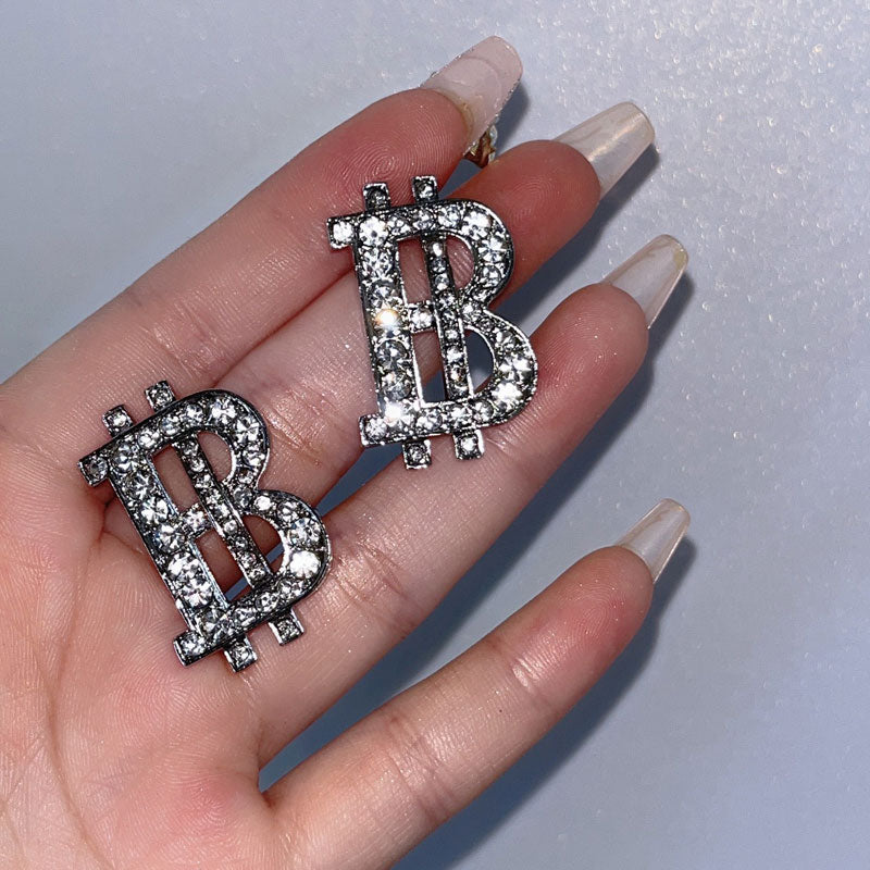 Rhinestone Letter Pattern Earrings