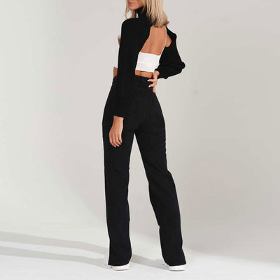 Solid High Waist Cut Out Denim Pants