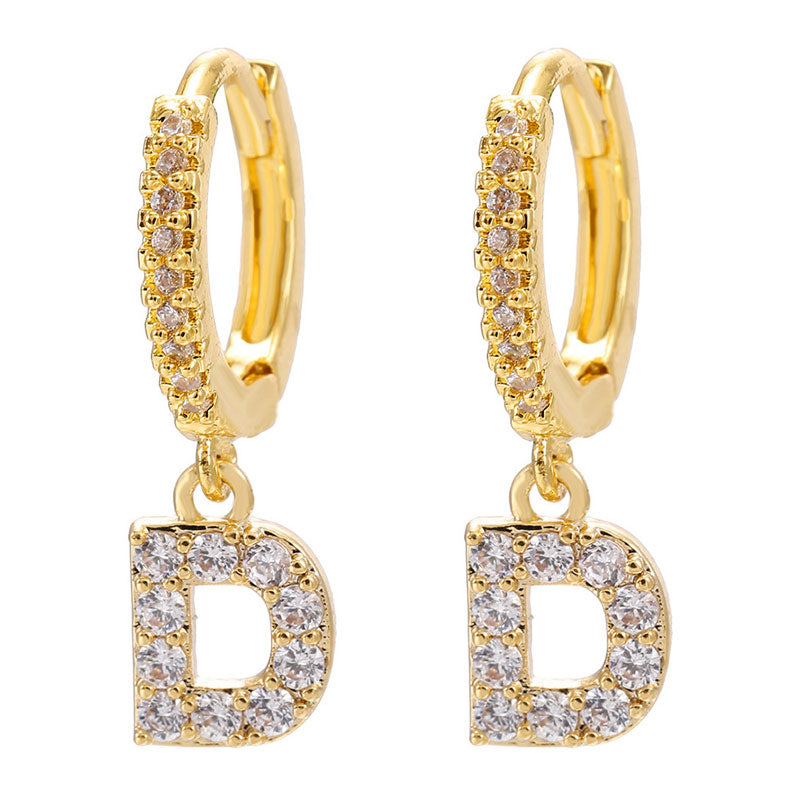 26 Letters Pattern Rhinestone Earrings