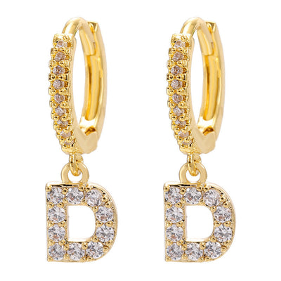 26 Letters Pattern Rhinestone Earrings