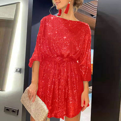 Sequins Long Sleeve Party Dress