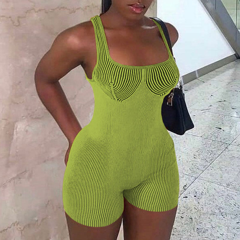 3d Print U Neck Sleeveless Romper