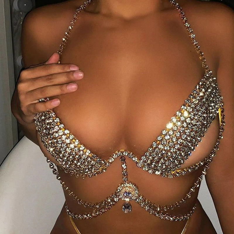 Rhinestone Cutout Layered Body Chain