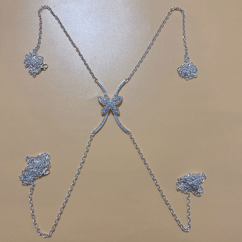 Rhinestone Butterfly Shaped Body Chain