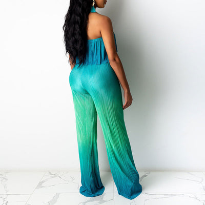 Gradient Color Tube Top & Wide Leg Pants Set