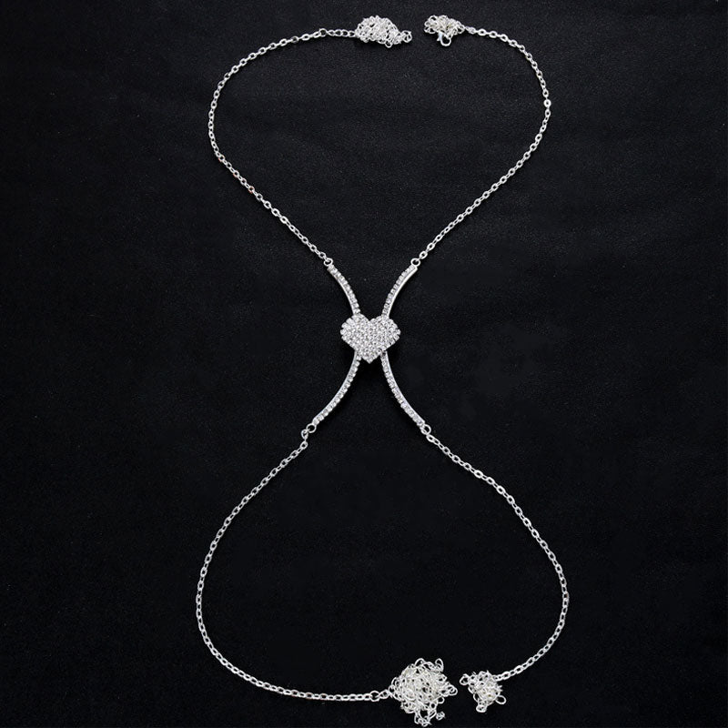 Rhinestone Heart Shaped Body Chain