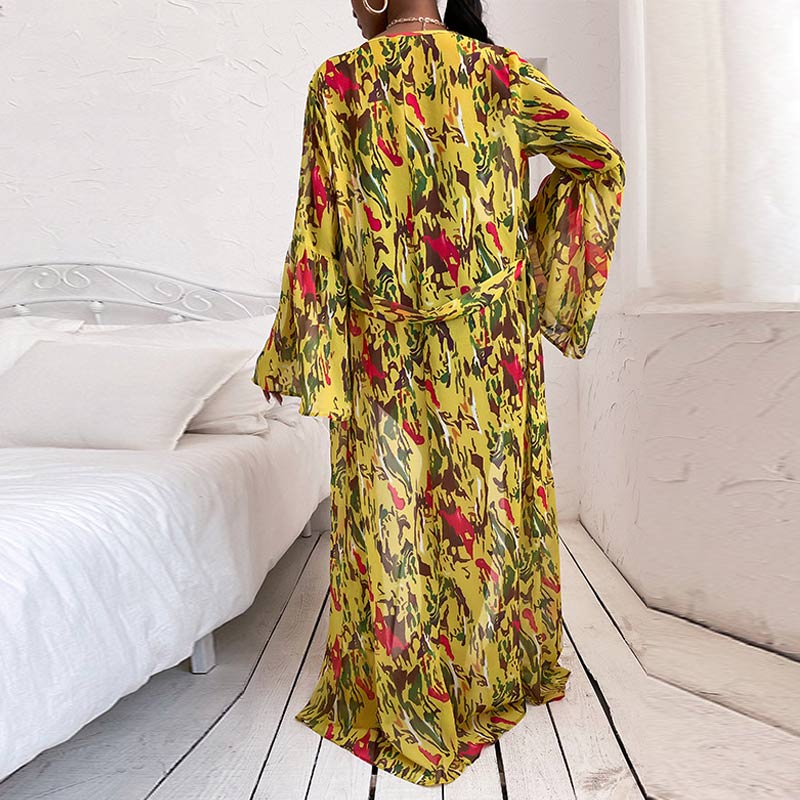 Print Loose Long Sleeve Cover Up