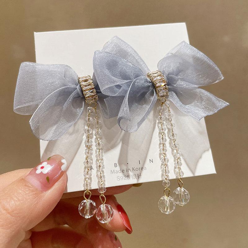 Bowknot Pattern Tassel Design Drop Earrings