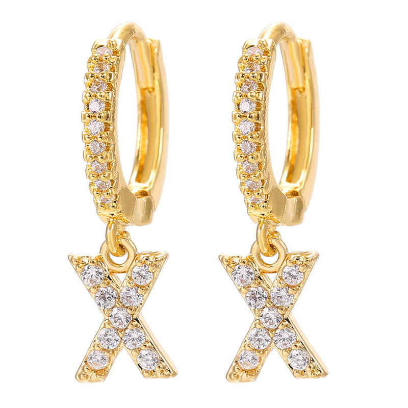 26 Letters Pattern Rhinestone Earrings