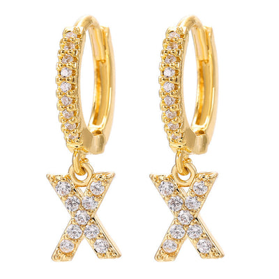 26 Letters Pattern Rhinestone Earrings