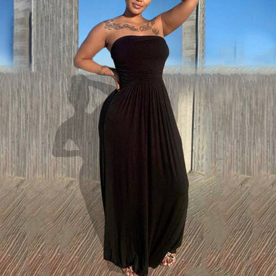 Solid Off Shoulder Loose Maxi Dress