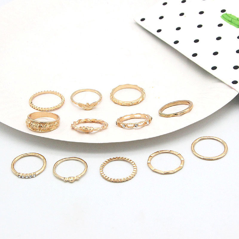 12PCS Eagle Pattern Twisted Rings Set