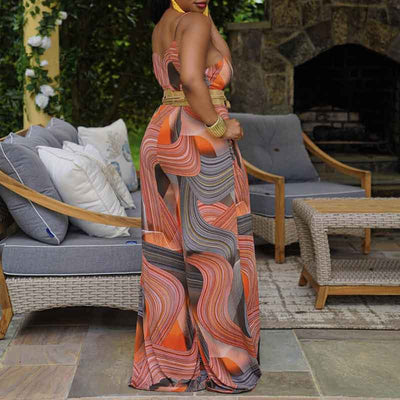 Print Sleevelss Wide Leg Jumpsuit