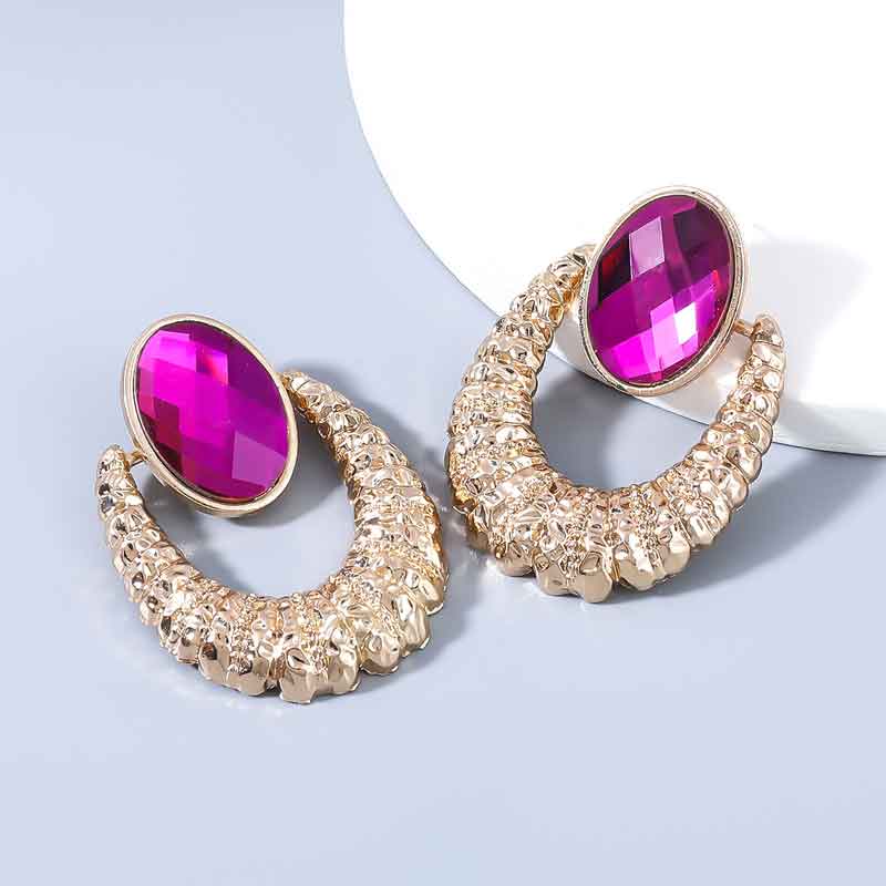 Rhinestone Studded Hollow Out Earrings