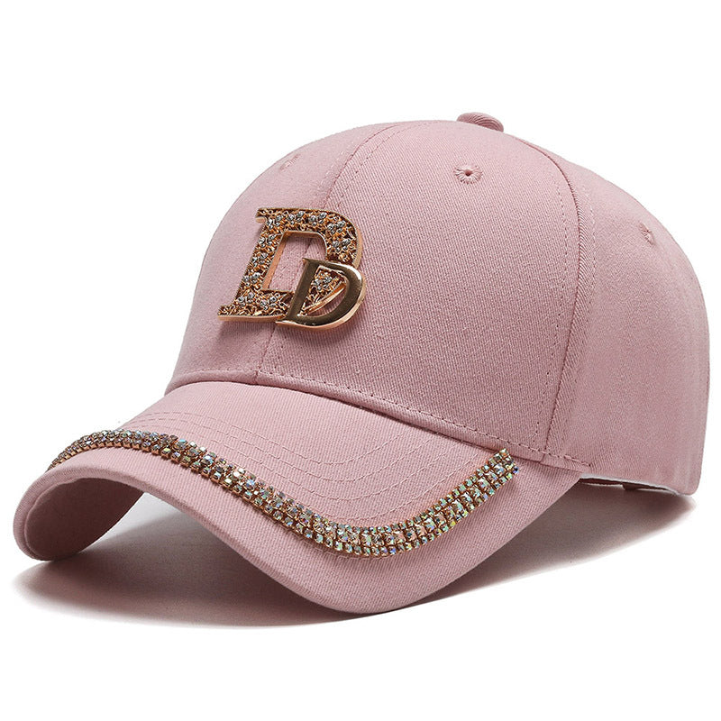 Rhinestone Letter Pattern UV Protection Peaked Cap