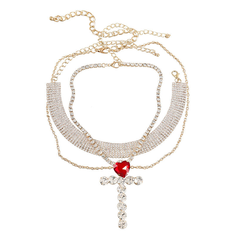 Studded Heart Pattern 3PCS Necklace Set