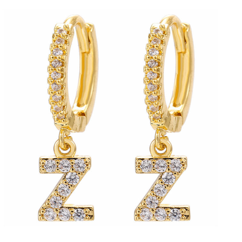 26 Letters Pattern Rhinestone Earrings