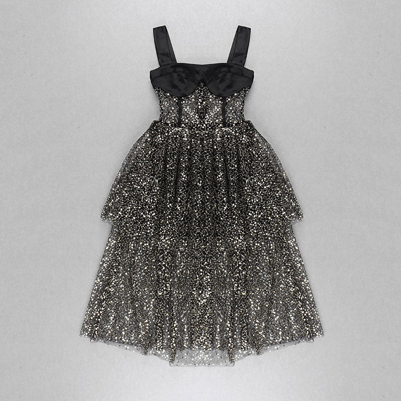 Sequins Sleeveless Spaghetti Strap Tulle Dress