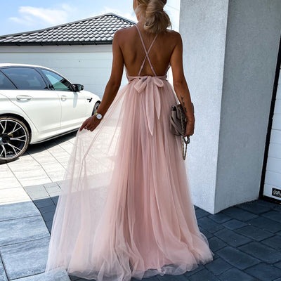 Sequins Sleeveless Sheer Mesh Maxi Dress