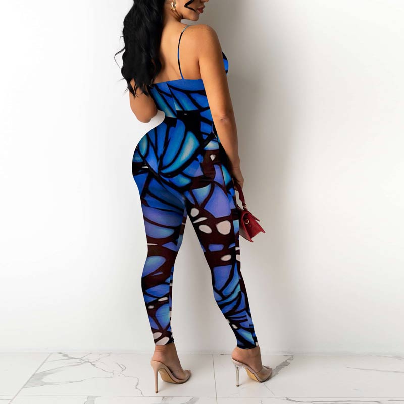 Butterfly Pattern Sleeveless Bandage Jumpsuit