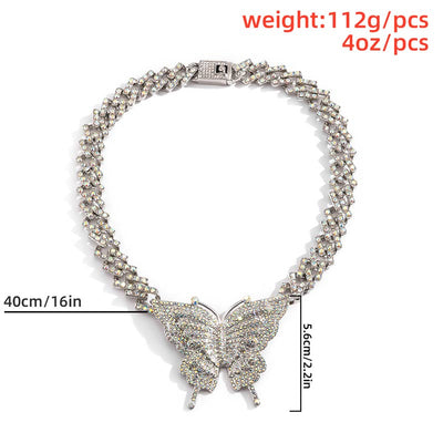 Butterfly Pattern Rhinestone Decoration Necklace