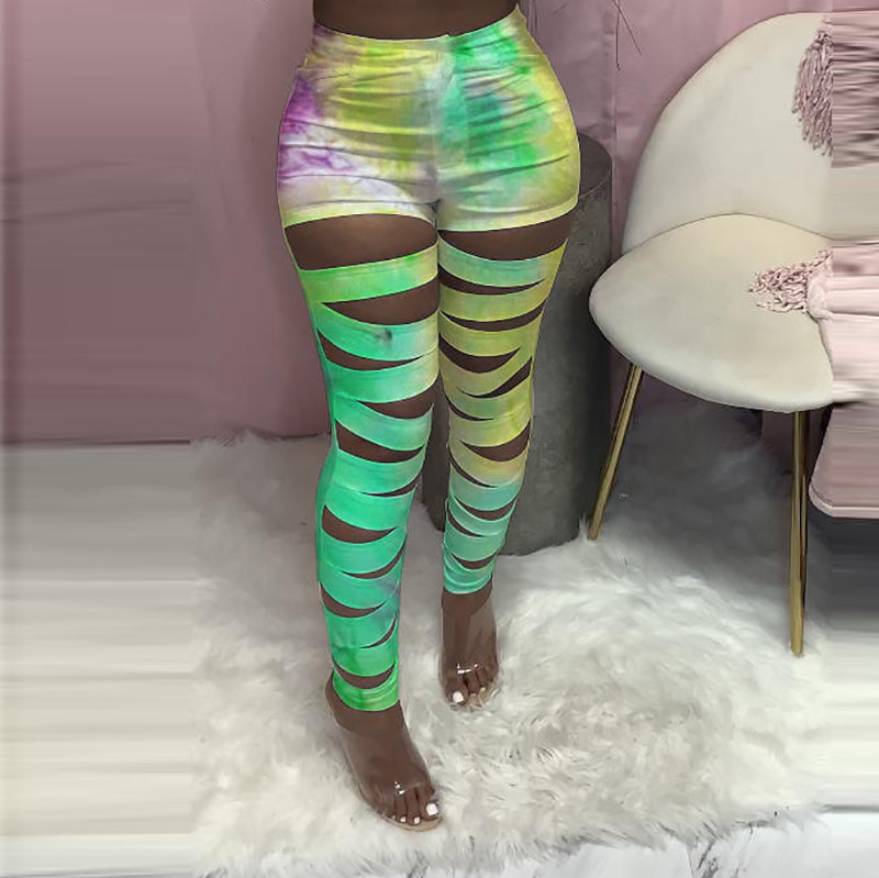 Tie Dye High Waist Cutout Pant