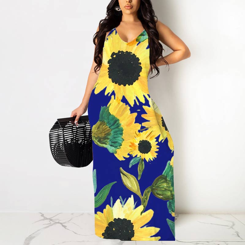 Floral Pattern Sleeveless Maxi Dress