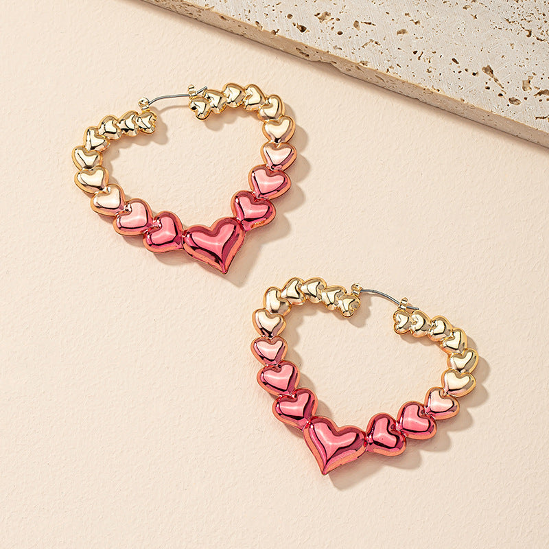 Colorblock Heart Pattern Earrings