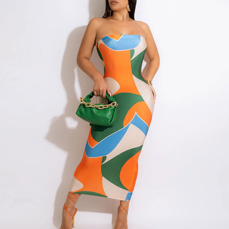 Print Off Shoulder Midi Dress