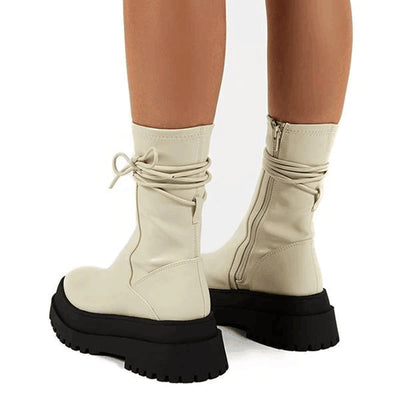 Solid Bandage Platform Boots