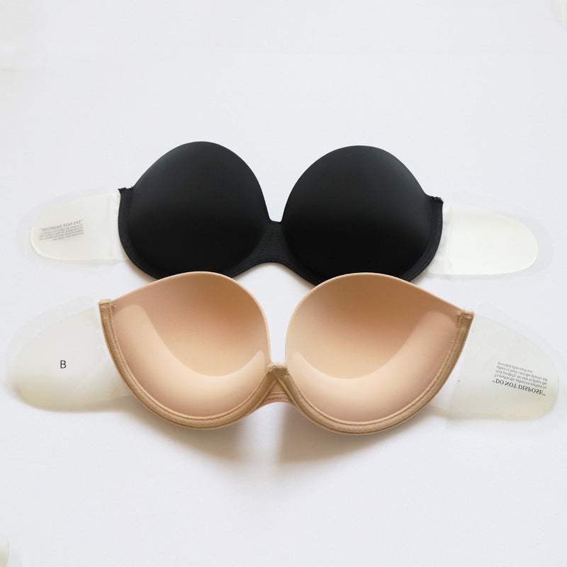 Solid Strapless Gathered Invisible Bra