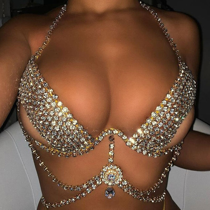 Rhinestone Cutout Layered Body Chain