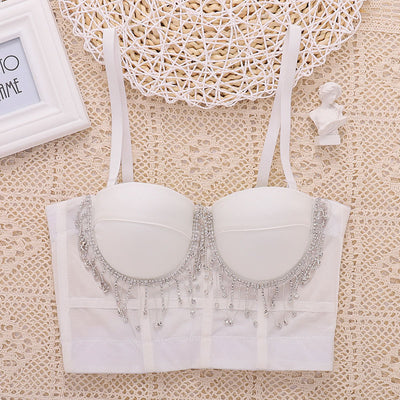 Rhinestone Decoration Tassel Design Bralette