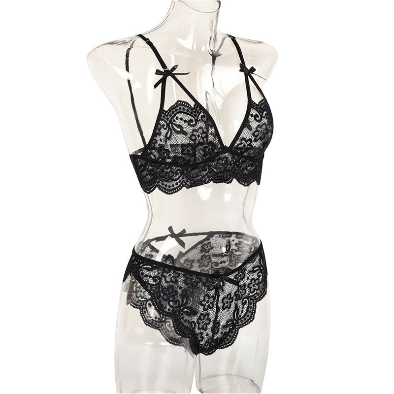 Floral Pattern Lace Lingerie Set